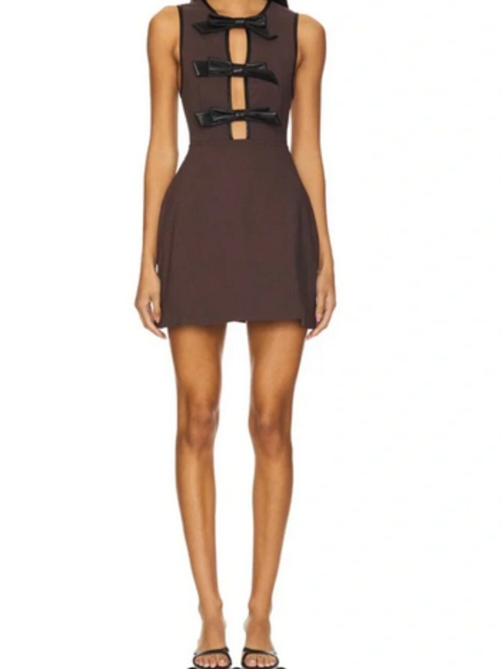 New! WeWoreWhat Piped Peplum Mini Dress in Brown & Black Size 0